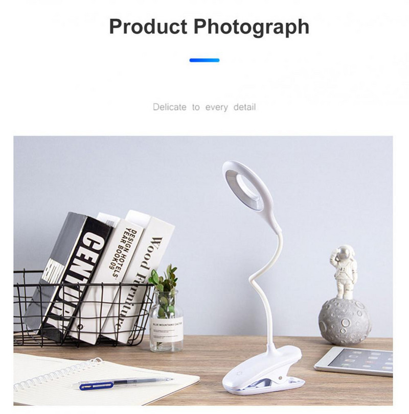 Laualamp LED-laualamp puute-/nupplülitiga klambriga õppelambid Paindlik lauaarvuti USB-valgusti laetav valgusega silmade kaitse