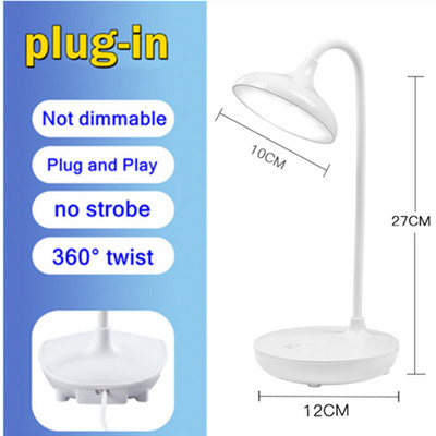 Lampă de masă cu LED alimentată prin USB Lampă cu tub cu LED pentru protecția ochilor Cameră de studiu Lampă de masă pentru lectură Protecția ochilor Lampă de noptieră pentru dormitor