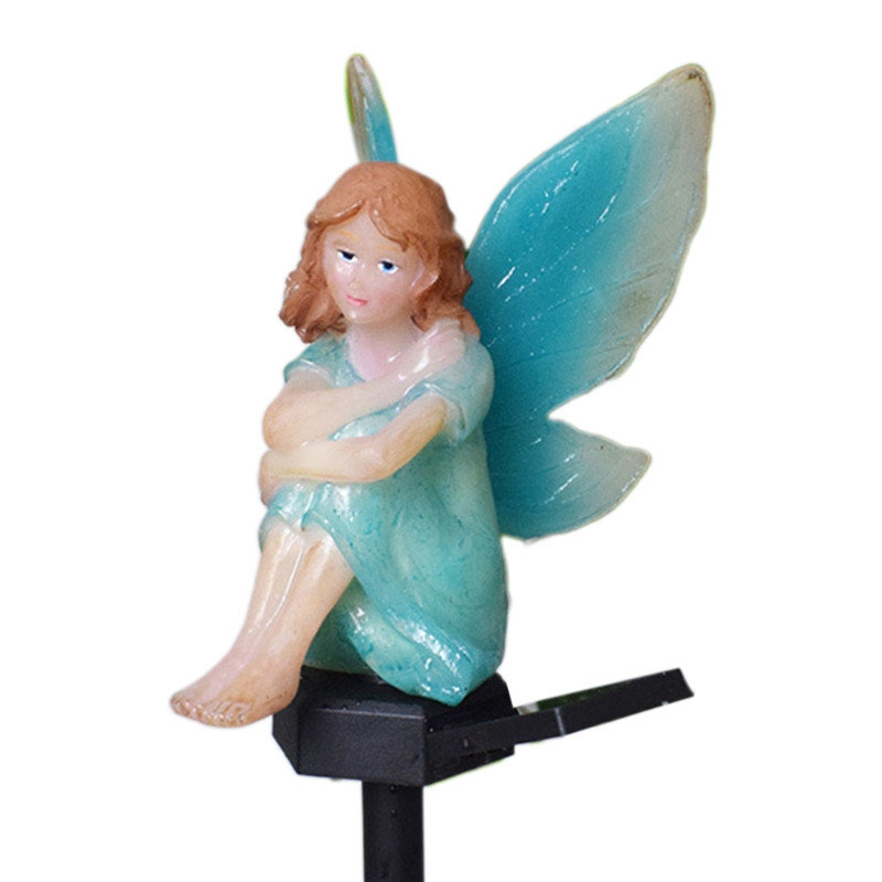 2022. aasta uus lillehaldja kuju, päikesevalguse ornament, inglikuju, skulptuur muruvaibadega lamp