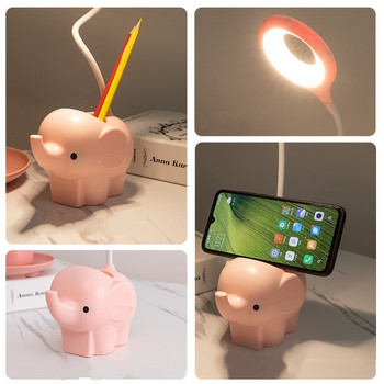Creative Elephant Animal Led Table Lamp USB Charging Plug-in Трицветна регулируема температура Настолна лампа за обучение с двойна употреба