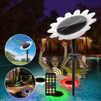 IP68 kültéri vízálló napkollektoros medence világítás kerti pázsit lámpa napraforgó szirom díszítő lámpa gyeplámpa