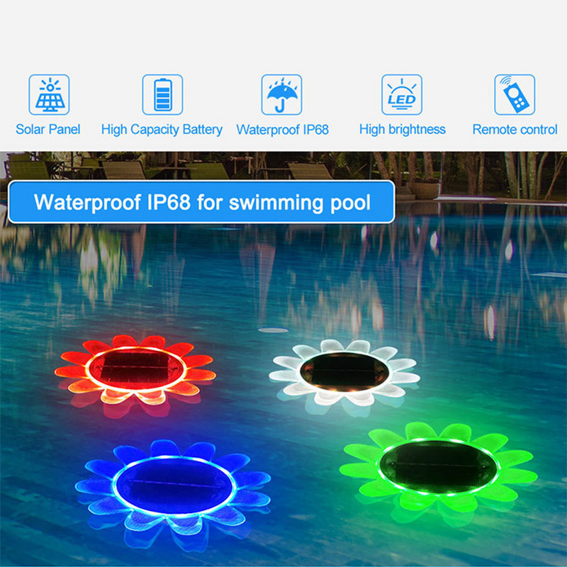 IP68 kültéri vízálló napkollektoros medence világítás kerti pázsit lámpa napraforgó szirom díszítő lámpa gyeplámpa