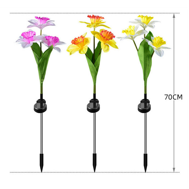 Napelemes LED lámpák Kert kültéri erkély Dekoratív napelemes nárcisz virágos lámpák LED nárcisz lótusz gyep esküvői lámpa