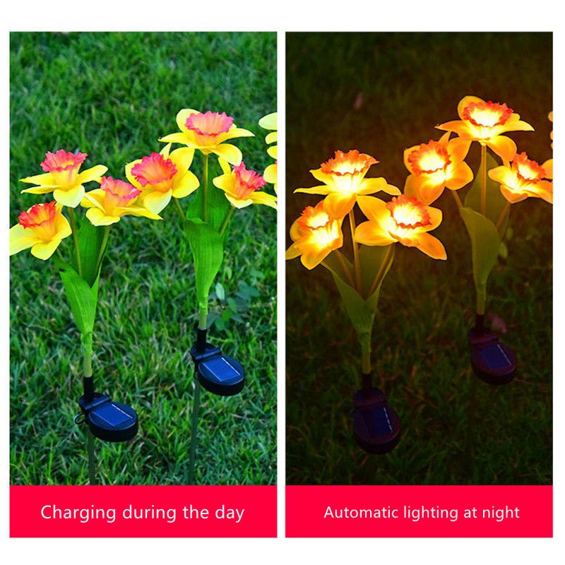 Napelemes LED lámpák Kert kültéri erkély Dekoratív napelemes nárcisz virágos lámpák LED nárcisz lótusz gyep esküvői lámpa