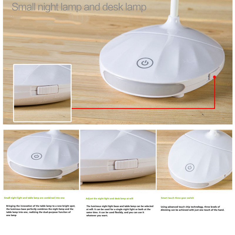 Kontori laud LED laualamp USB Laetav aku ere lamp Silmahooldus Mini Flex Room Laud Laste lamp Magamistoa öökapp