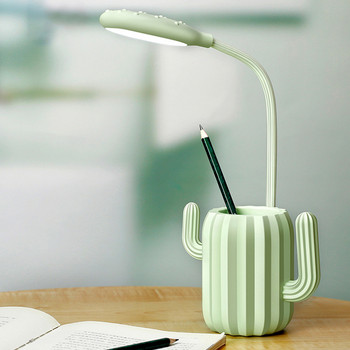 Държач за писалка Cactus Настолна лампа LED десктоп защита на очите акумулаторна лампа за четене сладка детска нощна лампа
