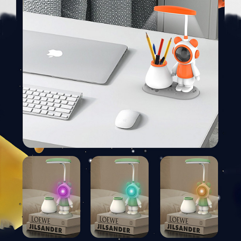 Loominguline astronaut Spaceman laualamp silmade kaitse õppelamp LED-lugemislamp voodi kõrval ühiselamu USB-laaditav öövalgusti