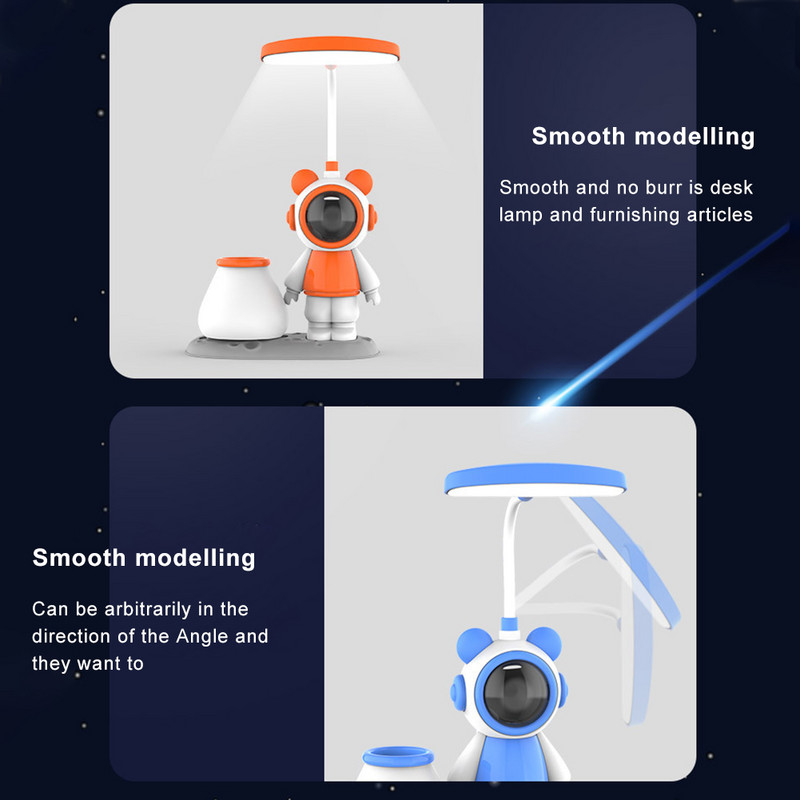 Loominguline astronaut Spaceman laualamp silmade kaitse õppelamp LED-lugemislamp voodi kõrval ühiselamu USB-laaditav öövalgusti