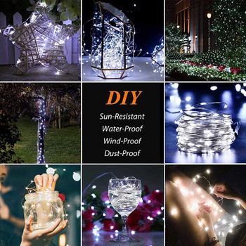 32m 22m 7m LED ηλιακό φως εξωτερικού χώρου Fairy Garland String Light Αδιάβροχο φωτιστικό κήπου Festoon Χριστουγεννιάτικη αυλή Διακόσμηση πάρτι Αίθριο