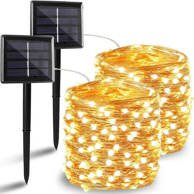 32m 22m 7m LED saules gaisma āra pasaku vītnes stīgu gaismas ūdensnecaurlaidīga dārza svētku lampa Ziemassvētku pagalma iekšpagalma ballīšu dekors
