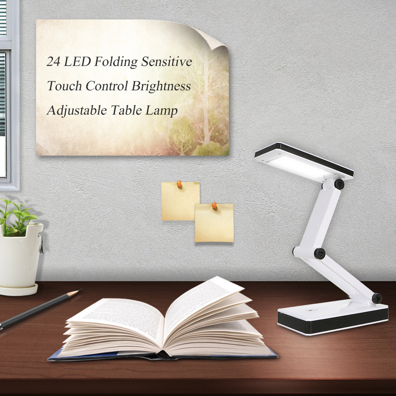 Lampă de birou pliabilă cu LED 24 lumini LED Lampă de masă cu baterie cu încărcare USB Lumini de protecție a ochilor reglabile pentru lumină de birou acasă