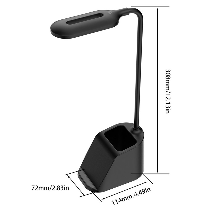 Lumină de birou reglabilă Încărcător fără fir și suport pentru stilou Lampă de masă cu gât de gâscă flexibilă 3 culori deschise Lămpi de noapte cu control tactil