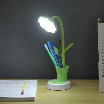 LED настолна лампа със сензорно управление, димираща светлина Гъвкава USB акумулаторна настолна лампа с държач за молив, грижа за очите за четене, учене