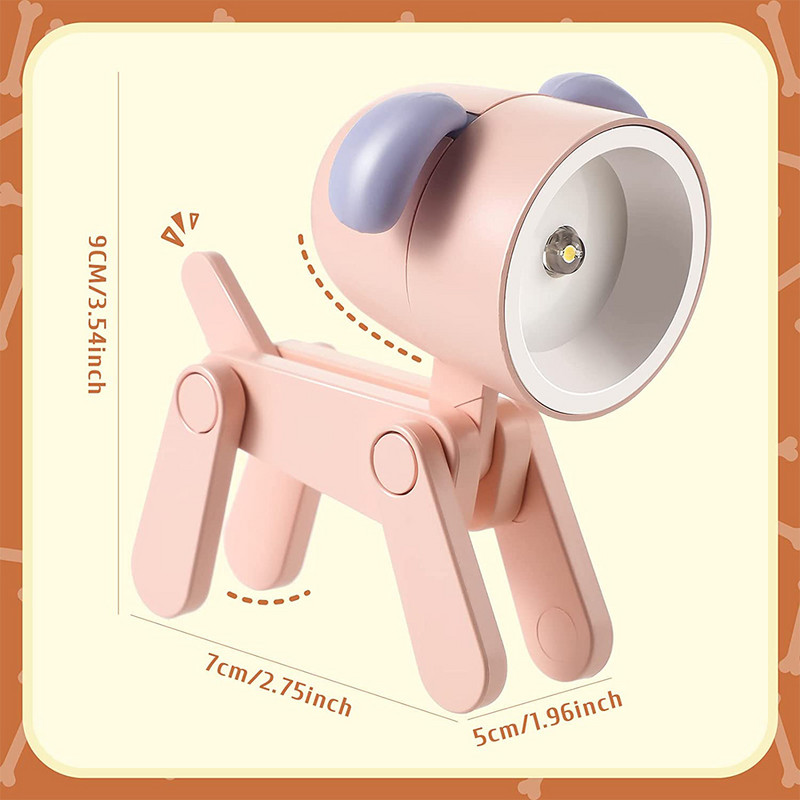 Mini Led lauavalgusti loominguline kokkupandav koerakujuline öövalgus lauaarvuti meisterdamise laualamp kodumagamistoa festivali kingituseks