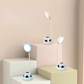 USB töltő futballlámpa aranyos rajzfilm diákotthoni éjjeli olvasó asztali lámpa érintőkapcsoló 7 színű tompított éjszakai fény