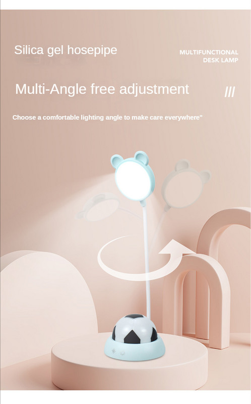 USB töltő futballlámpa aranyos rajzfilm diákotthoni éjjeli olvasó asztali lámpa érintőkapcsoló 7 színű tompított éjszakai fény