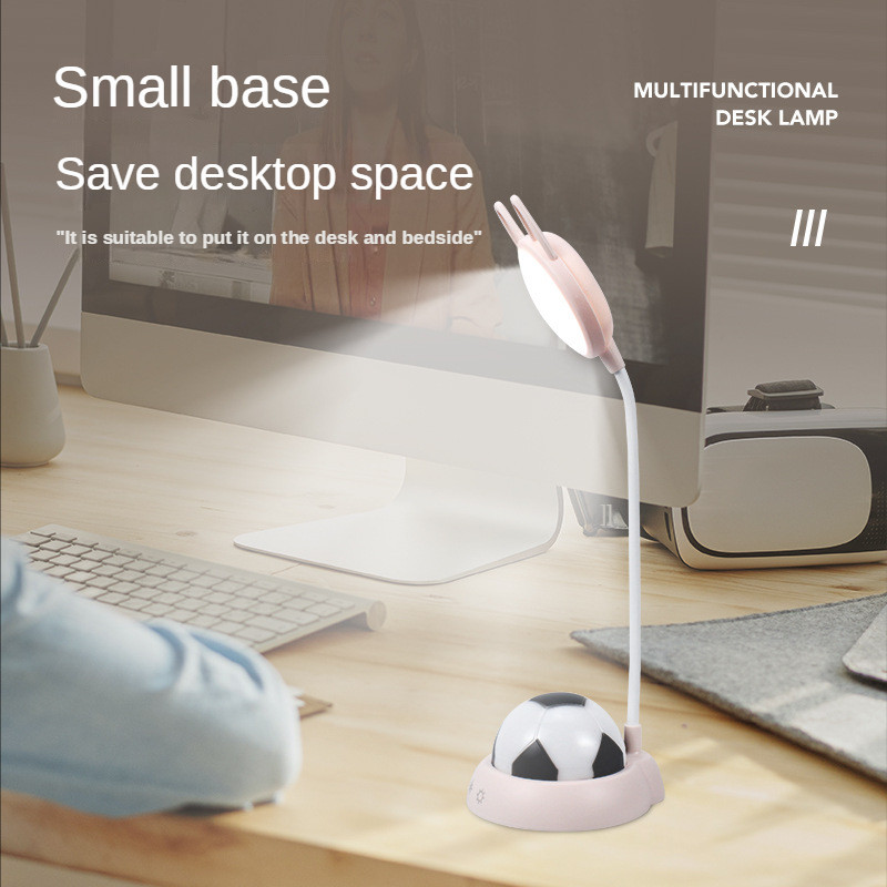 USB töltő futballlámpa aranyos rajzfilm diákotthoni éjjeli olvasó asztali lámpa érintőkapcsoló 7 színű tompított éjszakai fény