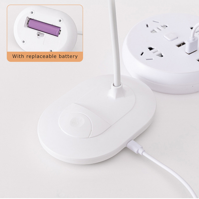 Lampă de lectură pentru birou, reglabilă fără trepte, întrerupător tactil rotativ pliabil, lampă de masă cu LED, lampă de birou inteligentă detașabilă cu baterie de litiu