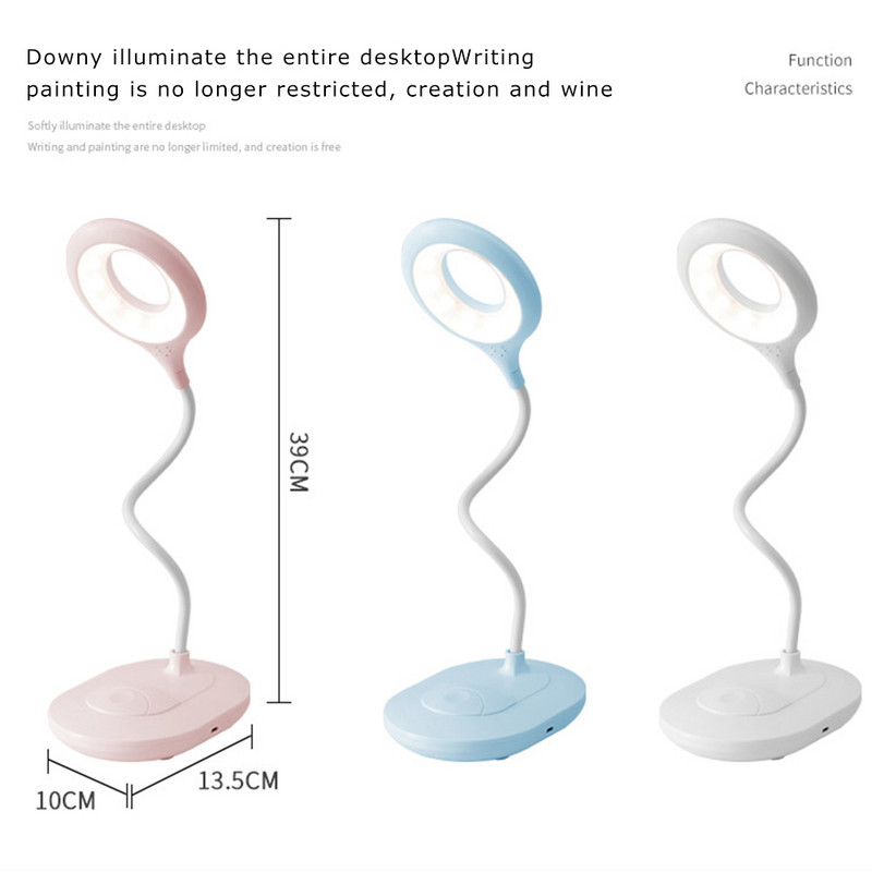Lampă de lectură pentru birou, reglabilă fără trepte, întrerupător tactil rotativ pliabil, lampă de masă cu LED, lampă de birou inteligentă detașabilă cu baterie de litiu