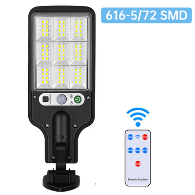 COB LED napelemes utcai lámpa kültéri vízálló 3 módú távirányítós PIR mozgásérzékelős napelemes lámpa kerti biztonsági fali lámpához