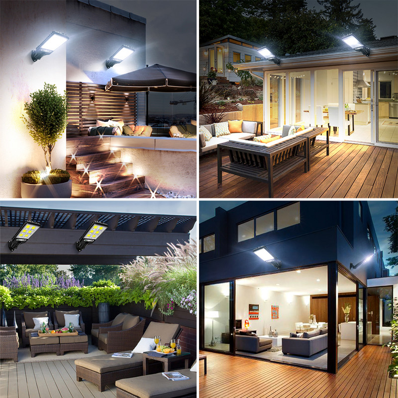 COB LED napelemes utcai lámpa kültéri vízálló 3 módú távirányítós PIR mozgásérzékelős napelemes lámpa kerti biztonsági fali lámpához