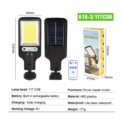 Solar Street Lights Outdoor Wireless Security Αισθητήρας κίνησης τοίχου για εξωτερικά ηλιακά φώτα Solar Led Reflector 500W Εξωτερικός