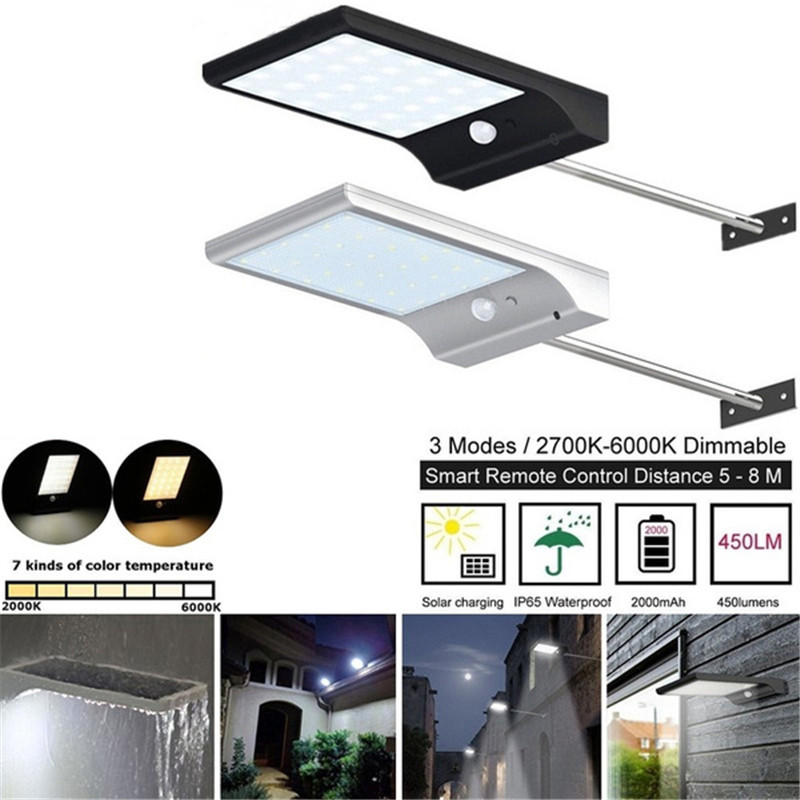 48/36LED--Cu/Fără tijă Senzor de mișcare cu energie solară Lampă de securitate pentru grădină Lumină impermeabilă în aer liber Lampă de perete de grădină Lumini solare