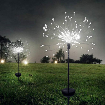 LED слънчеви фойерверки Светлини Водоустойчиви външни глухарче DIY Shape Lamp Flash String Fairy Lights for Garden Land Decor Lawn