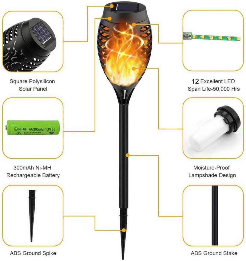 4/6 vnt. mirgančios liepsnos lempa lauko saulės žibintuvėlis 12 LED lempučių vandeniui atsparus sodo kiemas RGB namų Kalėdų dekoravimo žibintas