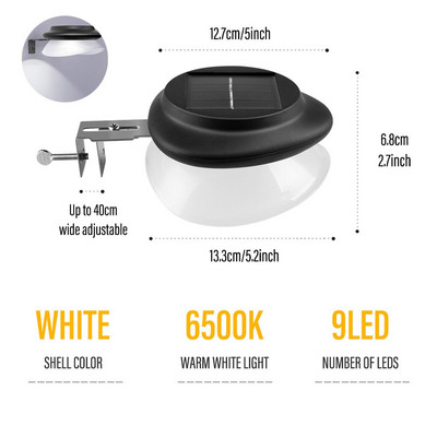 Lumini solare cu LED-uri, impermeabile, în aer liber, lumini decorative de perete, lumini pentru jgheab, pentru gard, grădină, peisaj