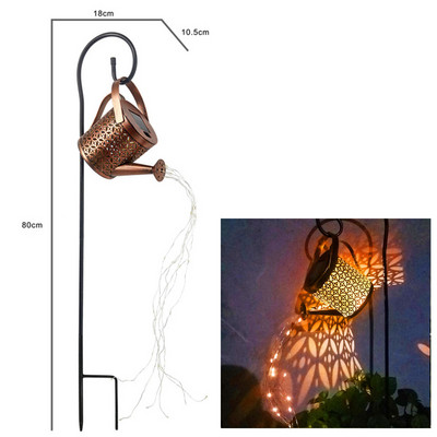 Saulės laistymo skardinės apšvietimas Pakabinama krioklio lempa Neperšlampama lauko sodo dekoracija Kiemo veranda veja kiemo kraštovaizdžio apšvietimas