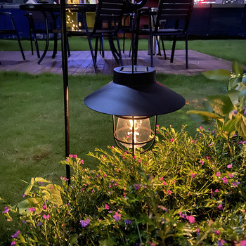 Ретро соларен фенер Външна висяща слънчева светлина Винтидж соларна лампа с топла бяла крушка за градина, двор, вътрешен двор, коледен парти декор