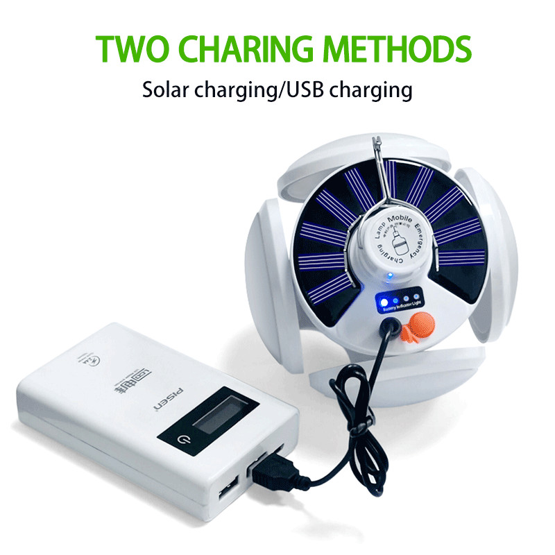 LED izzó napelemes kültéri vízálló vészhelyzeti napelem / USB-kábel újratölthető izzólámpa kemping kerti világítás napelemes lámpa