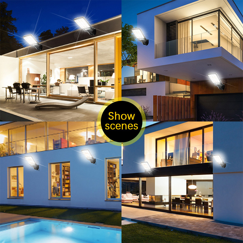 Lampă solară de exterior cu LED-uri de perete Ilumini solare de grădină impermeabile 3 moduri de lumină cu senzor de mișcare PIR pentru curtea căii de curte