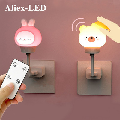 LED Παιδικό USB Νυχτερινό Φως Χαριτωμένο κινούμενα σχέδια νυχτερινό φωτιστικό αρκουδάκι Τηλεχειριστήριο για διακόσμηση παιδικού υπνοδωματίου Δώρο φωτιστικό κομοδίνου