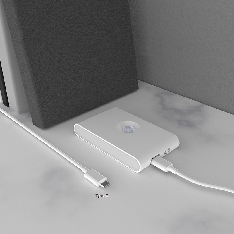 Išmanioji indukcinė naktinė lemputė LED žmogaus kūno infraraudonųjų spindulių C tipo įkrovimas belaidė magnetinė indukcinė lemputė miegamojo nakties lemputė