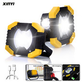 Lumină de lucru cu LED-uri de 100 W, reîncărcabilă prin USB, cu energie solară, cu LED-uri, cu baterie încorporată, lanternă, lanternă, lampă de camping în aer liber