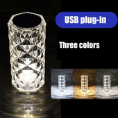 3 culori TouchRemote Diamond Rose Lampă Cristal Masă Crăciun romantic USB LED Night Light Projector Atmosferă Reîncărcabil
