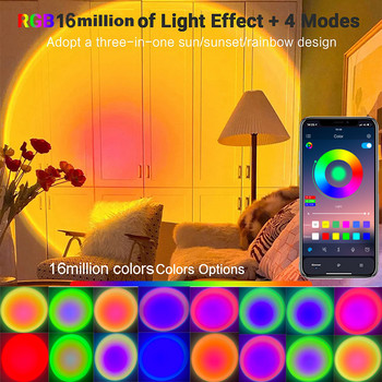 RGB лампа за залез Sunset Projection Lamp Проектор Night Light APP Remote Led Lights For Bedroom Decoration Photography Gifts