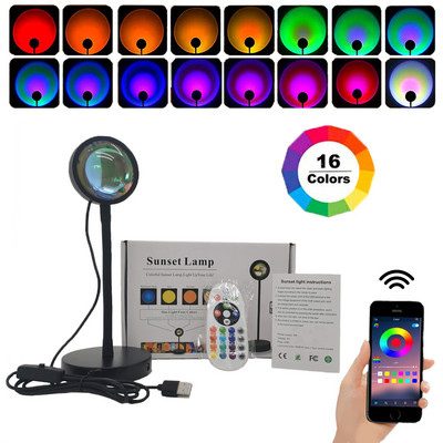 RGB naplemente lámpa Naplemente vetítő lámpa projektor éjszakai fény APP távoli led lámpák hálószoba dekorációhoz fényképezés ajándékok