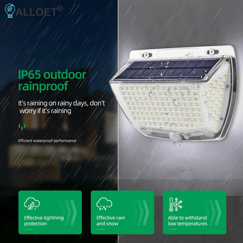 1500 lūmenu saules LED gaisma āra sienas gaisma ūdensnecaurlaidīga kustības sensors pagalma dārza dekorēšanai ielas apgaismojuma sienas lampa
