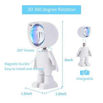 LED Spaceman Sunset Lamp Astronaut Sunset Lamp Rainbow Projection Night Light with 360 Rotation Network Chargeable Light