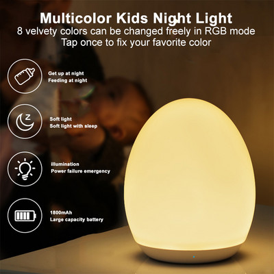 LED нощни светлини USB акумулаторна яйцевидна RGB светлина за хранене Хранене на бебе Спяща лампа за защита на очите Външна барна настолна лампа