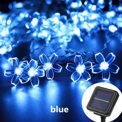 Saules pasaku stīgu gaismas sakuras vītnes 5/7/12/22M persiku ziedu ķiršu LED lampa kāzu ballītei dārza Ziemassvētku āra dekorēšanai