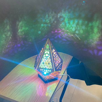 Large Polar Star Φωτιστικό δαπέδου Ξύλο Led Night Light Arts Crafts Πολύχρωμα διαμαντένια φώτα Bohemian Διακοσμητικά επιτραπέζια φωτιστικά Διακόσμηση σπιτιού