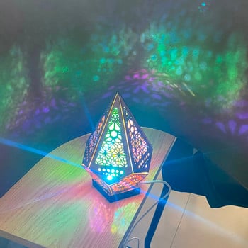 Large Polar Star Φωτιστικό δαπέδου Ξύλο Led Night Light Arts Crafts Πολύχρωμα διαμαντένια φώτα Bohemian Διακοσμητικά επιτραπέζια φωτιστικά Διακόσμηση σπιτιού