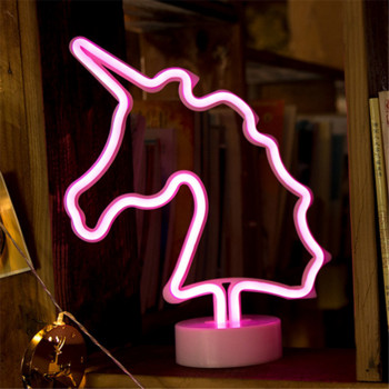 Rainbow Unicorn Neon Νυχτερινό φωτιστικό για κορίτσια Υπνοδωμάτιο Ζεστό Νυχτερινό Φως Διακόσμηση Δωματίου Τρισδιάστατο ακρυλικό επιτραπέζιο φωτιστικό γραφείου Δώρα