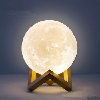 LED Night Light Φωτιστικό φεγγαριού 3D εκτύπωσης με βάση και μπαταρία αλλαγή χρώματος Διακόσμηση κρεβατοκάμαρας Φεγγάρι για παιδιά Δώρα lampara de Luna