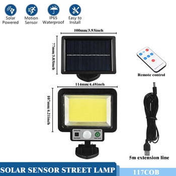 COB LED Solar Powered Light Outdoors Motion Sensor PIR Αδιάβροχο τοίχου Φωτιστικό ασφαλείας δρόμου έκτακτης ανάγκης για διακόσμηση κήπου