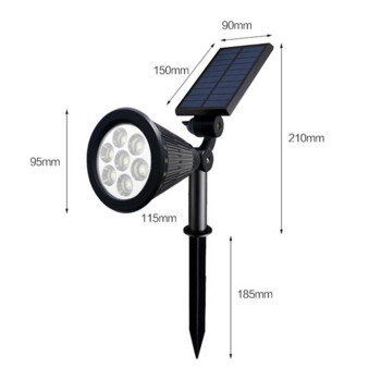 LED Solar Outdoor Spotlight 7LED ηλιακό φωτιστικό γκαζόν που αλλάζει χρώμα Αδιάβροχο φωτιστικό τοπίου εξωτερικού χώρου Αδιάβροχο ηλιακό φως κήπου